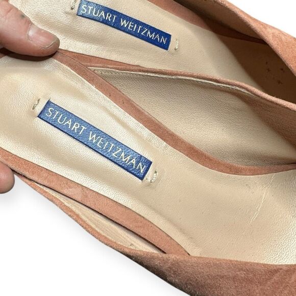 STUART WEITZMAN Women’s Terracotta Suede Lulah Mid-Heel Mules Size 10 - Picture 6 of 8